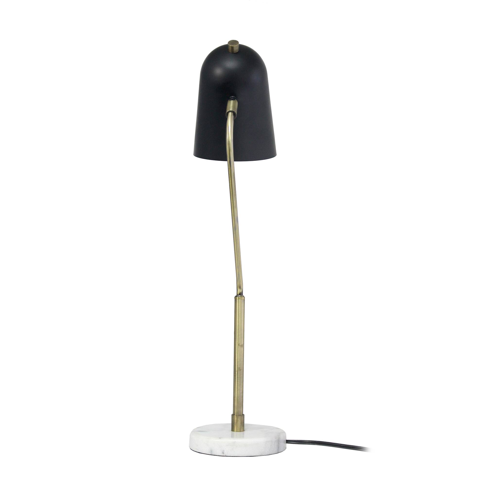 Lalia Home 24" Asymmetrical Marble and Metal Desk Lamp with Black Shade